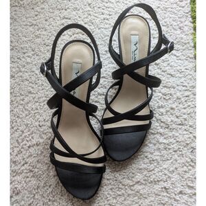 Nina New York Black Simple Strappy Heeled Sandals Sz 8